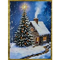 Открытка новогодняя чистая 10х15 см.