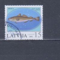 [698] Латвия 2002. Фауна.Рыба. Гашеная марка.