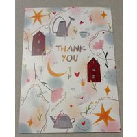 Посткроссинг. Открытка Thank you! (10х15). Прошла почту. Художественные марки, чёткий штемпель.