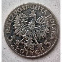 Польша, 5 злотых 1934 . Приятные.