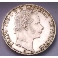 РАСПРОДАЖА!!! - АВСТРИЯ 1 флорин 1860 год "ФРАНЦ ИОСИФ I" (серебро)