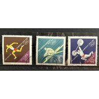 Марки Польша спорт полная серия 3 шт. 1964 олимпиада токио
