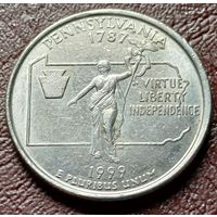 США 25 центов , 1999 Квотер штата Пенсильвания    P    ( 1-9-3 )