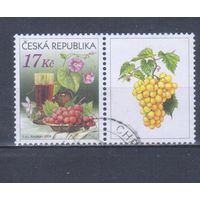[1386] Чехия 2008. Флора.Плоды.Виноделие.Виноград на почтовых марках. Гашеная марка с купоном.