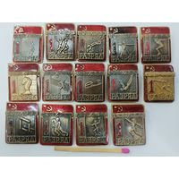 Набор знаков. 1 разряд по видам спорта. накладные, тяжёлые. цена за 1 шт.