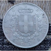 Италия 5 лир 1872 года. Серебро! Предложите свою цену или обмен!
