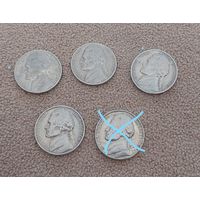 США 5 центов 1976D, 1973, 1971, 1964