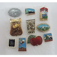 Значки города "Алма-Ата" СССР - 10 шт. Алюминий.