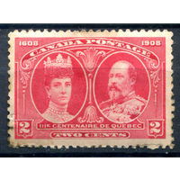 Британские колонии - Канада - 1908г. - король Георг V, королева Мария, 300 лет основания Квебека, 3 с - 1 марка - MH с пятнами на лицевой стороне и по перфорации? [Mi 86]. #3-WB-80-A-1