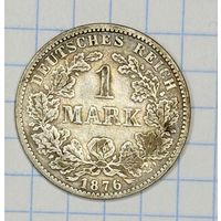 С 1 РУБЛЯ! МОНЕТА 1 МАРКА ГЕРМАНСКАЯ ИМПЕРИЯ 1876 СЕРЕБРО