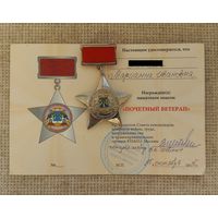 Памятный знак. Почетный ветеран.