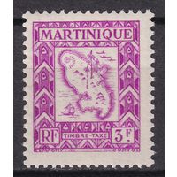 64.FrK. Франция. Колонии. Мартиника. Доплатные марки. Карта острова. 1947 г. 3 Fr. Mi.#32.