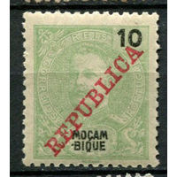 Португальские колонии - Мозамбик - 1911 - Король Карлуш I. Надпечатка REPUBLICA на 10R - [Mi.105] - 1 марка. MH.  (Лот 133BA)