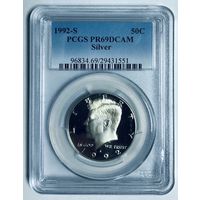 50 центов 1992-S Кеннеди США pf69dcam серебро