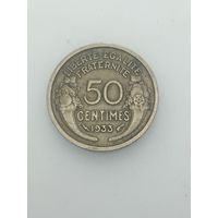 Франция  50  сантимов 1933 года .