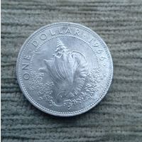 Werty71 Багамские острова 1 доллар 1966 Серебро Багамы Ракушка