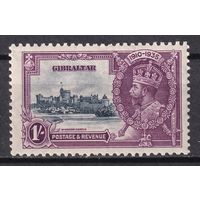 40.BrKS. Великобритания. Колонии. Гибралтар. Серебряный юбилей. Георг V. 1935 г. 1Sh. Концевая  марка  серии. Mi.#103.