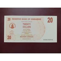 Зимбабве 20 долларов 2006 UNC