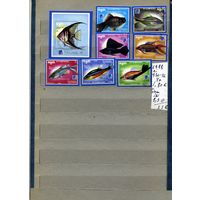 КАМБОДЖА, 1988, РЫБЫ, серия 6м, + блок ,  гашен