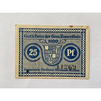 Нотгельд 25 пфеннигов Рауэнфштейн. Веймарская республика - 1602 (3)