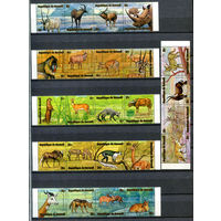 Бурунди - 1975г. - фауна Африки. Авиапочта - 24 марки - полная серия, MNH, у каждой сцепки есть по одному сгибу по перфорации [Mi 1173-1196]. #3-Bu-Z-1-26