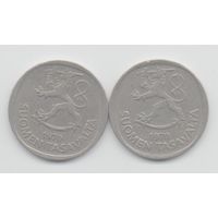 Финляндская Республика (Финляндия). 1 марка 1970, 1975, 1976, 1977. Погодовка. Цена за одну монету.