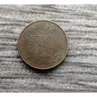 Werty71 Гонконг 50 центов 1997 цветок Баухиния Блеск