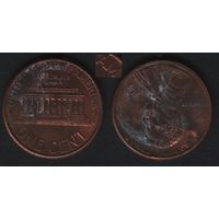 США km201b 1 цент 1999 год (-) слитно AM в AMERICA (_3 ТОРГ ЛЮБОЙ
