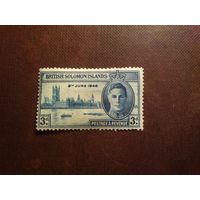Британские Соломоновые острова 1946 г. Король Георг VI и здания Парламента, Лондон./18а/