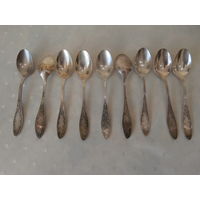 Ложка чайная мельхиор мельхиоровая 9 штук СССР 14 см.