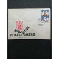 Польша 1990 КПД с маркой "Участие польских войск в сражениях Второй мировой войны: 50 лет битве под Нарвиком" (спецгашение) Mi.3267 каталог 0.70 евро