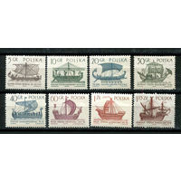 Польша - 1965 - Корабли. Флот - (ном. 30 с помятостью) - [Mi. 1562-1569] - полная серия - 8 марок. MNH.  (Лот 51JD)-TG2P3