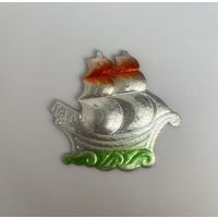 Елочная игрушка картонаж корабль парусник СССР