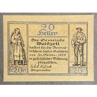 Нотгельды Австрия Вальдцелль 20 геллеров 1920 год.