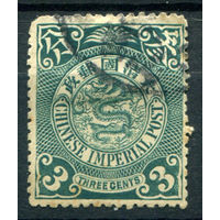Китайская Империя - 1905/09г. - дракон, 3 с - 1 марка - гашёная [Mi 73]. #4-W1-115-A-1