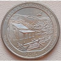 США 25 центов (квотер) 2014 P Great Smoky Mountains Tennessee