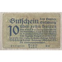 Геллеров Нотгельд Австрия Зальцбург , 10 геллеров 1919 год