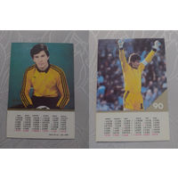 Карманный календарик.Ринат Дасаев. Футбол. 1990 год. двухсторонний