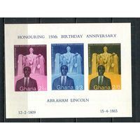 Гана - 1959 - 150 лет со дня рождения Авраама Линкольна. Президент Кваме Нкрума - [Mi. bl. 1] - 1 блок. MNH.  (Лот 38JK)-TG2P45