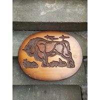 Панно зубр, дерево, винтаж