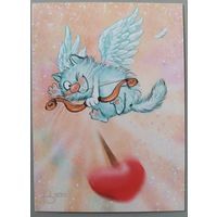 С днём влюблённых! Синие коты. Ирина Зенюк. Авторская открытка, глянец. АСARDS.BY