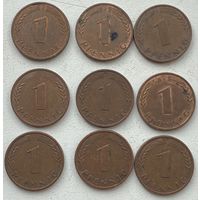 Германия 1 пфенниг 1968 г. J. Цена за 1 шт.