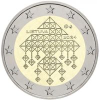 Литва 2 евро, 2024 Соломенные сады UNC