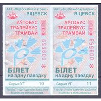 Витебск 2023 серия УГ талон на проезд пара /автобус, троллейбус, трамвай/ под компостер