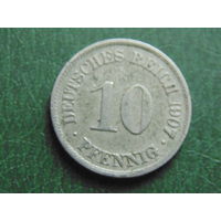 Германия 10 пфеннигов 1907 г.  A.