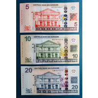 Суринам, комплект 5 10 20 долларов 2020 г, UNC
