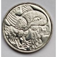 Сан-Марино 2 лиры 1973 UNC