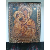 Икона Троеручица , писана по серебру. ШКОЛА ХОЛУЙ . 19 В.