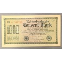 1000 марок 1922 года - в/з шип - жёлтая бумага - Германия