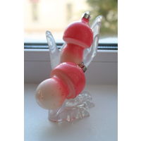 Винтажные стеклянные игрушки "Грибочки" пара